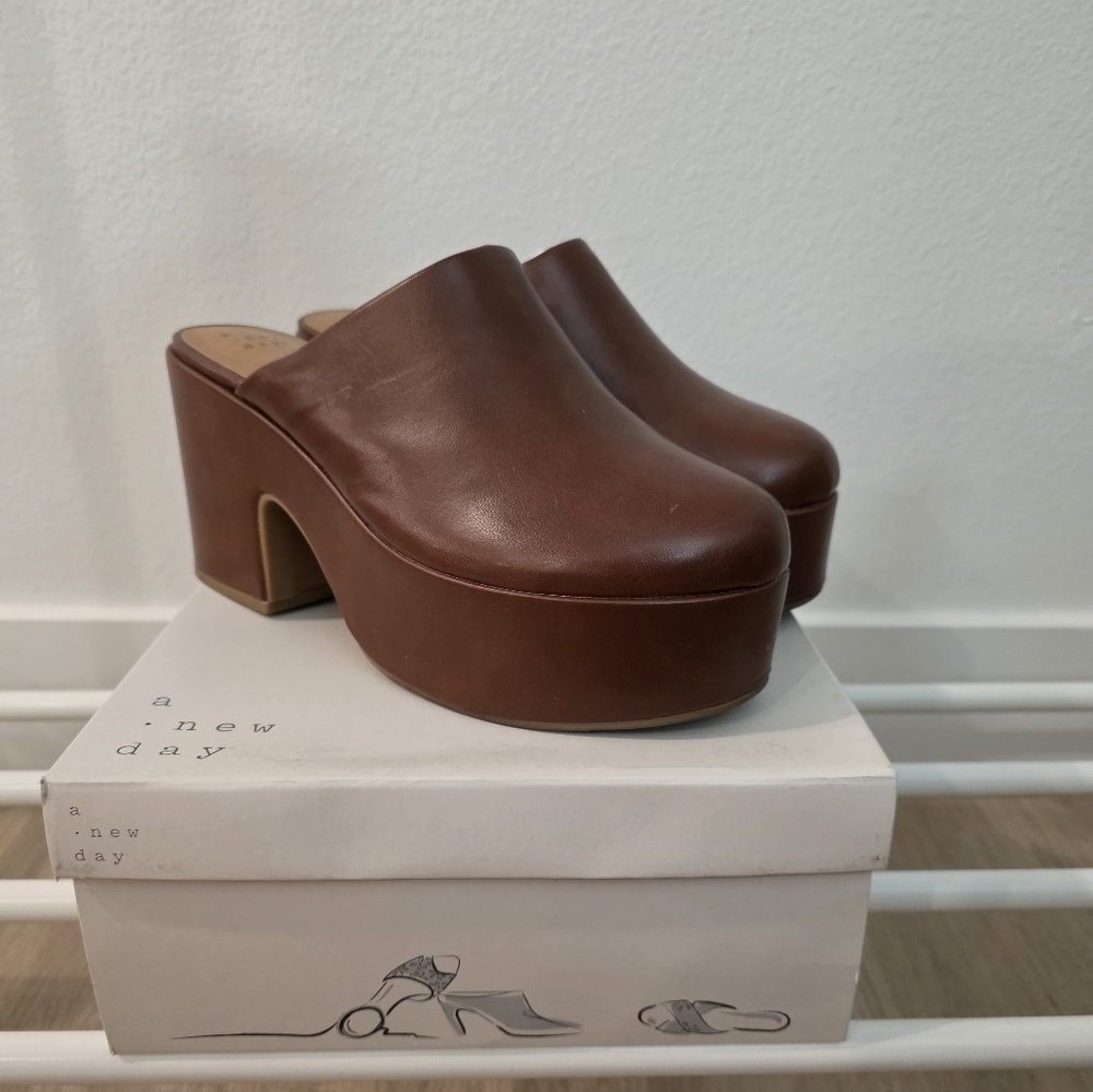 Brown Platform Mule Clogs - Women's Slip-On Heels